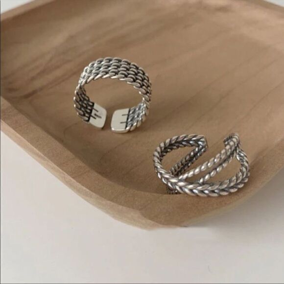 #13 Minimalist 925 Sterling Silver Retro Layered Ring - Picture 3 of 8